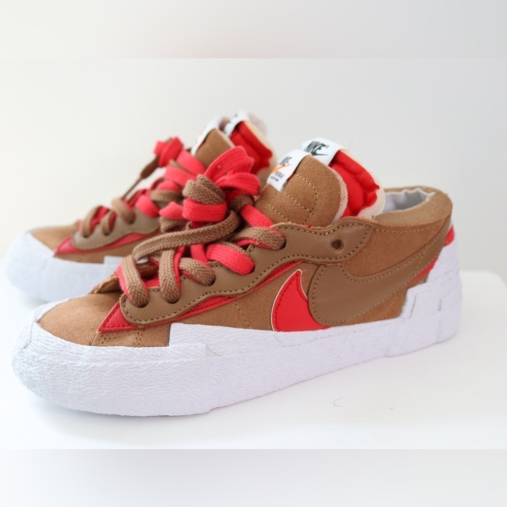 New Nike Blazer Low x Sacai British Tan 2021 Sneakers Size 5.5 - Picture 4 of 10